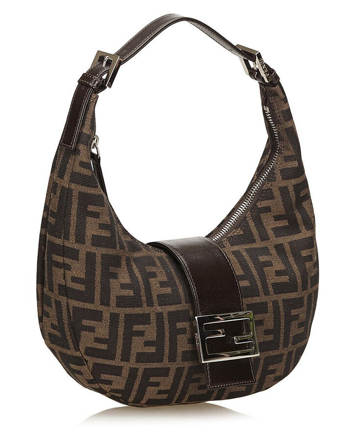 Fendi Small Croissant With FF Print Handbag XN90303 Coffee